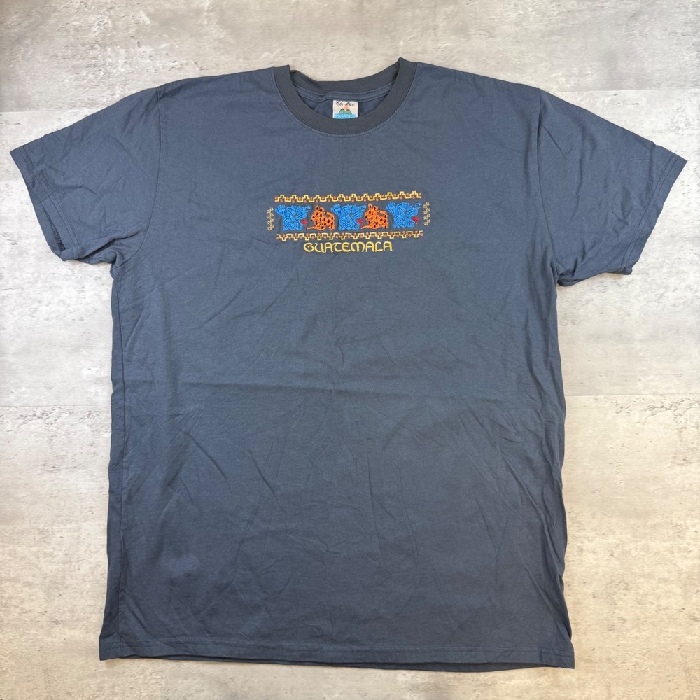 Co. Lux Guatemala Embroidered Jaguar Graphic T-Shirt Mens XXL Gray Cotton